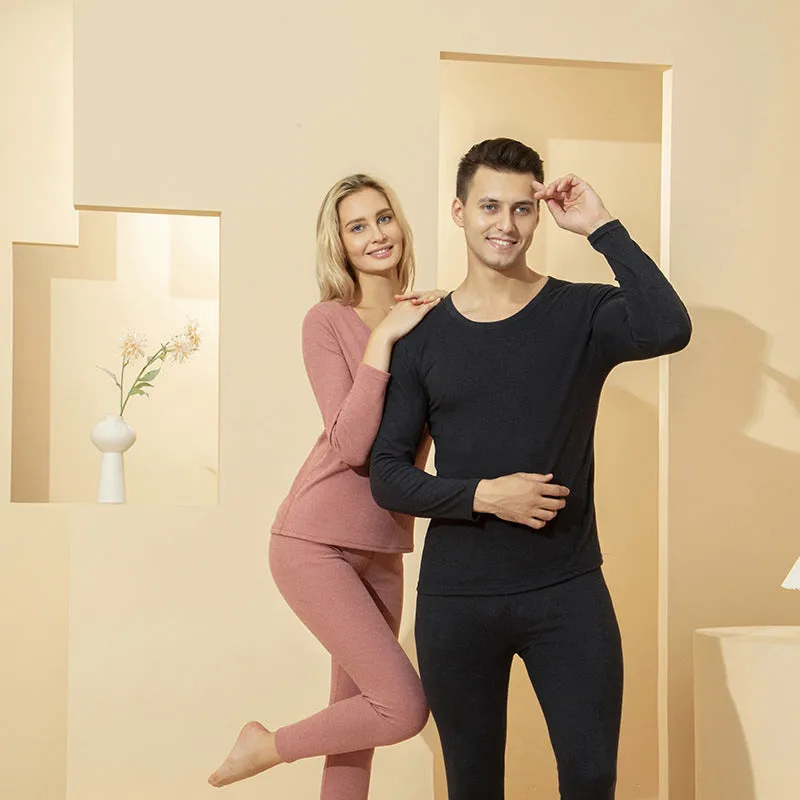 2021 Delvet no trace thermal underwear ladies set plus velvet thick slim body tight female autumn clothes long pants winter