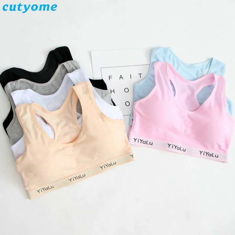 6pcs/lot Teenage Girls Clothing Child Cotton Training Bra For Young Girls Underwear Wireless Small  Puberty Bras Undergarment