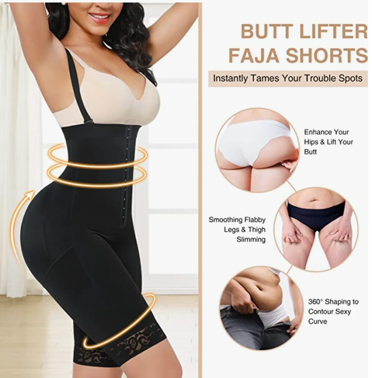 Asia High Waisted Knee Length Fajas Shorts
