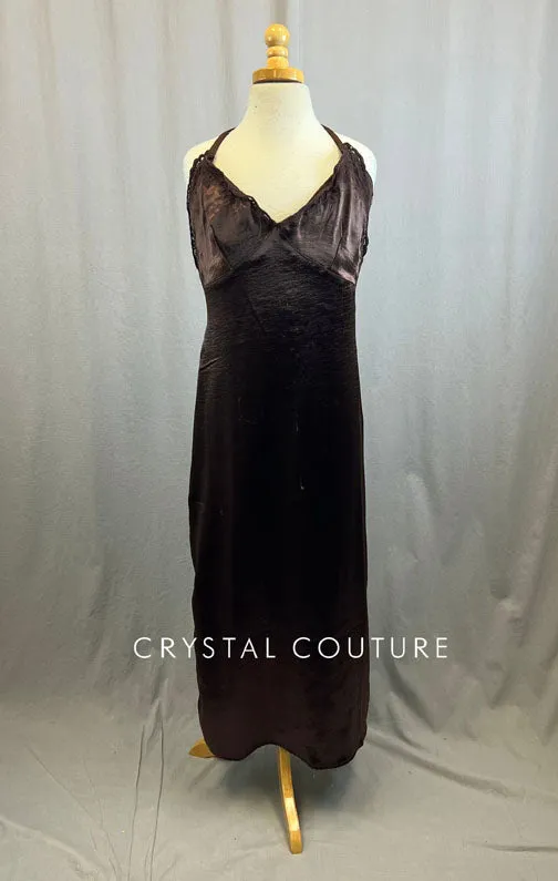 Brown Silk Long Dress With Briefs