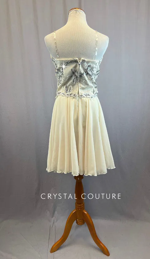Custom Ivory Corset Bodice Ballet Dress With Ivory Silk Chiffon Skirt