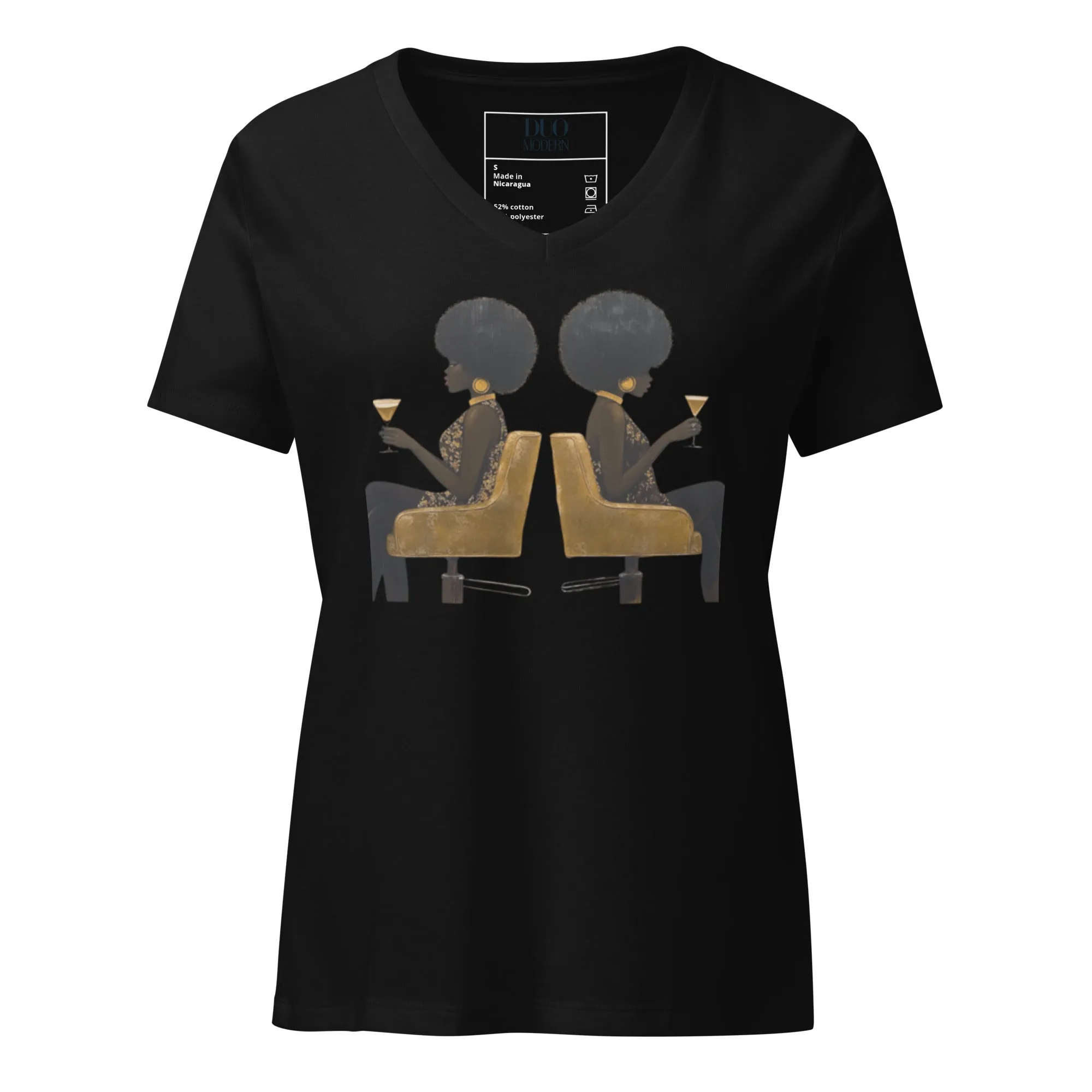 DUO MODERN "SIP & Soul" Women’s Relaxed V-Neck T-Shirt