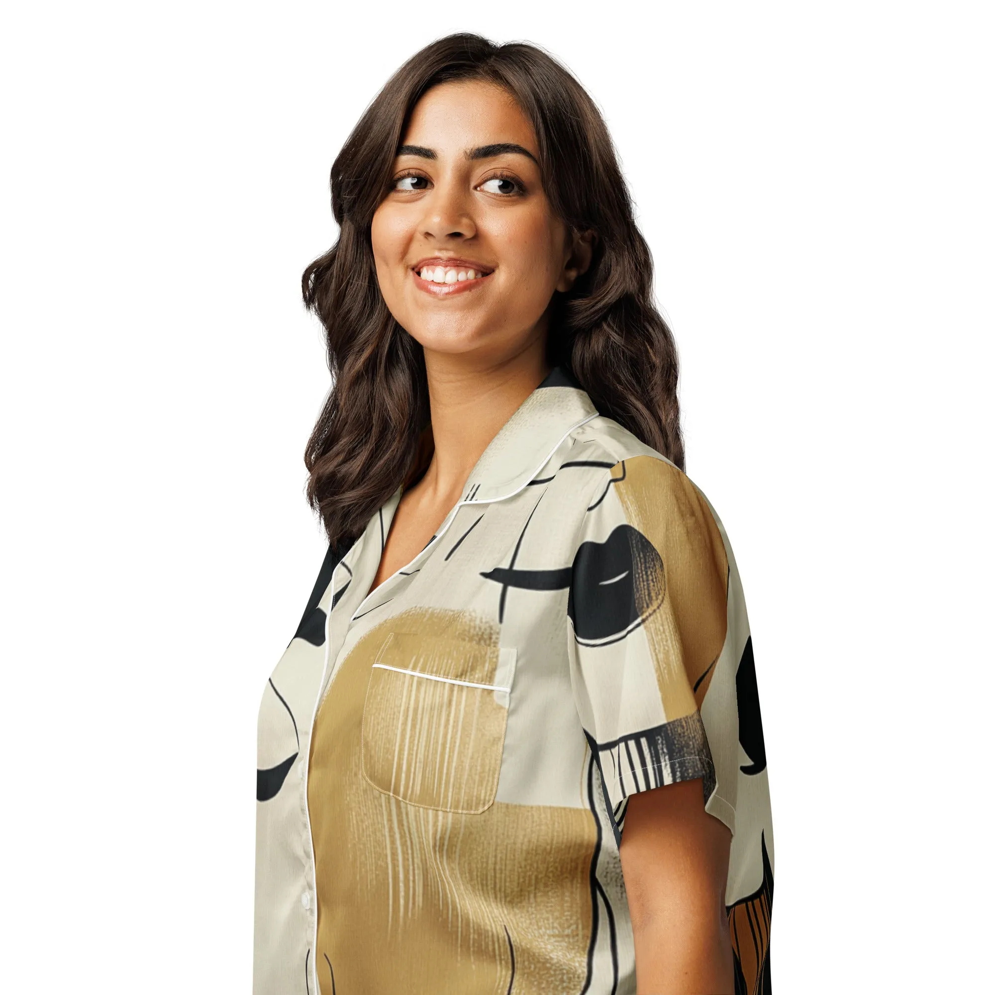 DUO MODERN "Sisterhood Noir" Women’s Short Sleeve Pajama Top