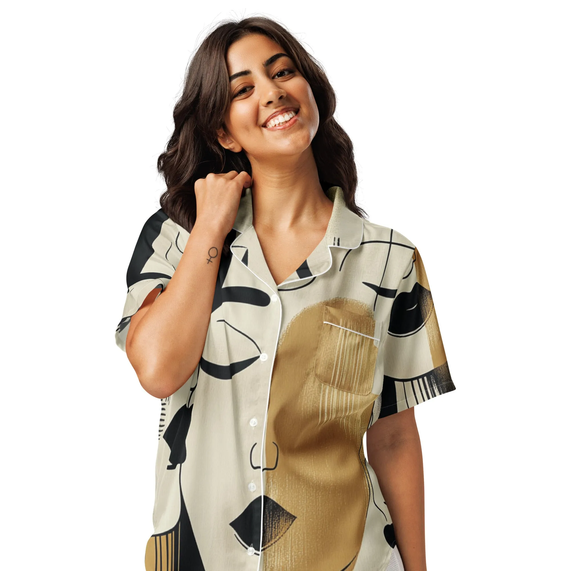 DUO MODERN "Sisterhood Noir" Women’s Short Sleeve Pajama Top