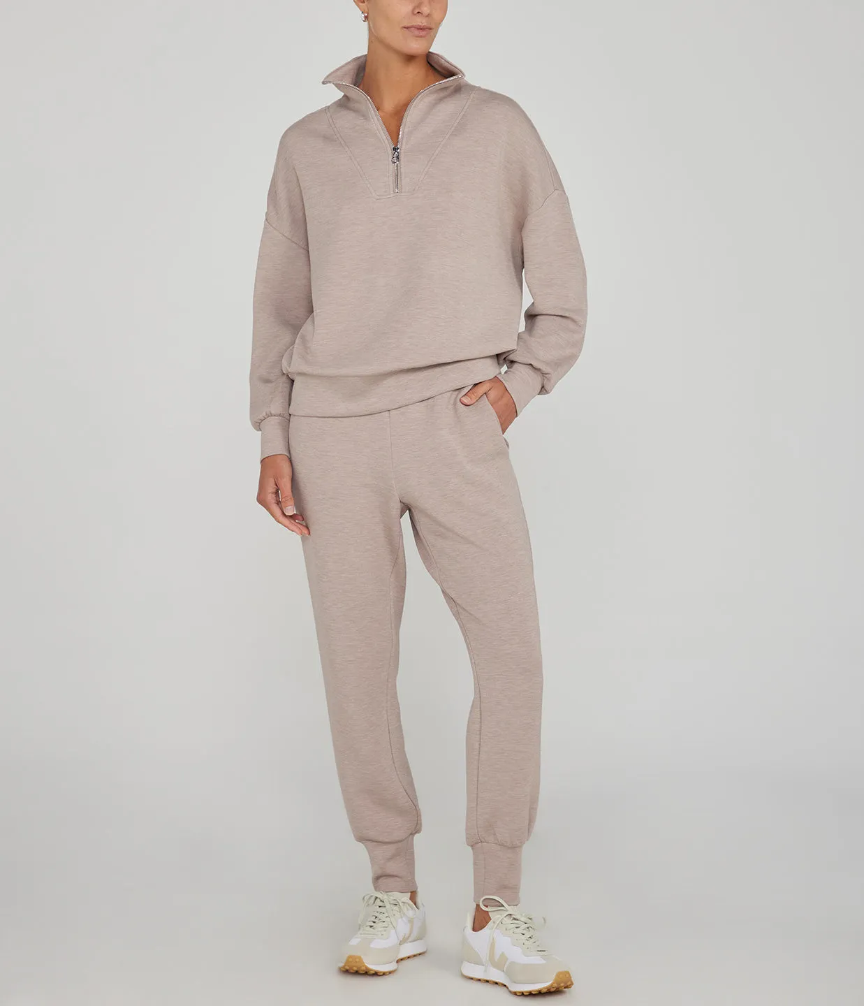 Hawley Half Zip Sweatshirt in Taupe Marle