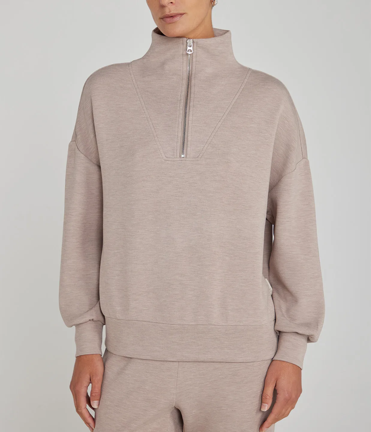 Hawley Half Zip Sweatshirt in Taupe Marle