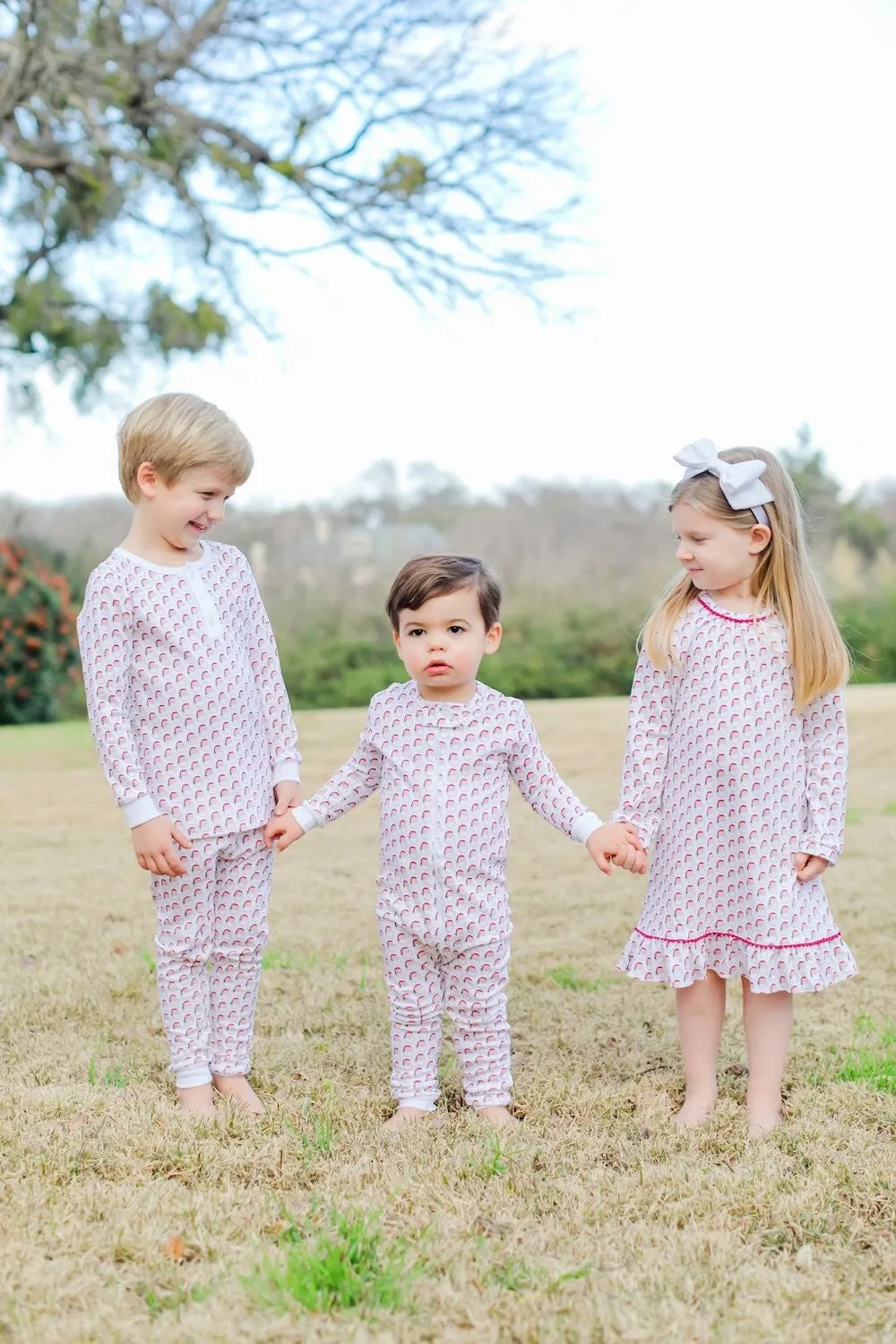 Lila & Hayes Baby Boys Parker Zipper Pajamas - Red Holly Jolly Santa