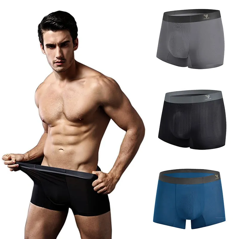 Mens Vinylon Fiber Seamless Boxer Briefs Underwear 2 Pack