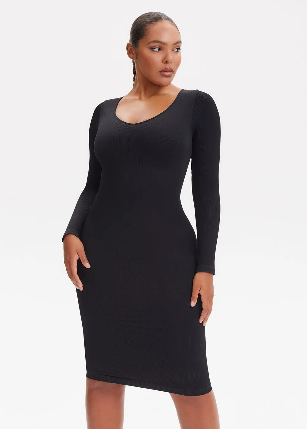 SnatchedKnit V-Neck Long Sleeve Sami Maxi Dress