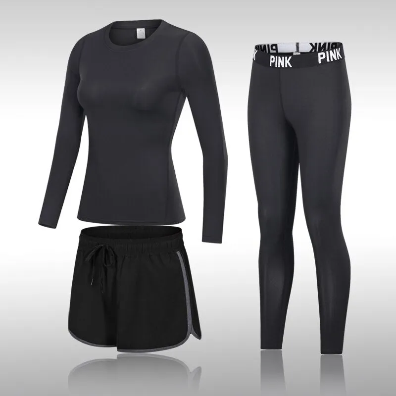 Women Running Set Gym Legging Thermal Underwear Sportswear Compression Fitness Quick-Drying Tights Track Suit Yoga Workout Sets