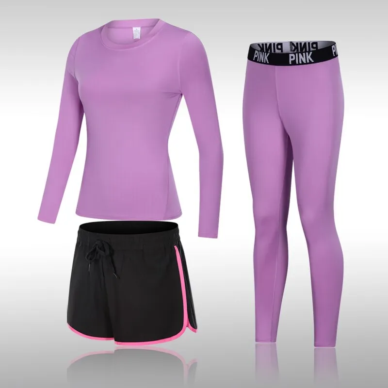 Women Running Set Gym Legging Thermal Underwear Sportswear Compression Fitness Quick-Drying Tights Track Suit Yoga Workout Sets